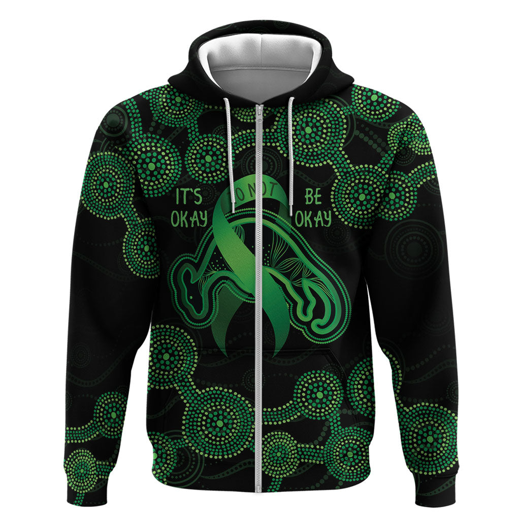 Green Kangaroo Ribbon Aboriginal Personalised Hoodie Depression Support Hope And Healing