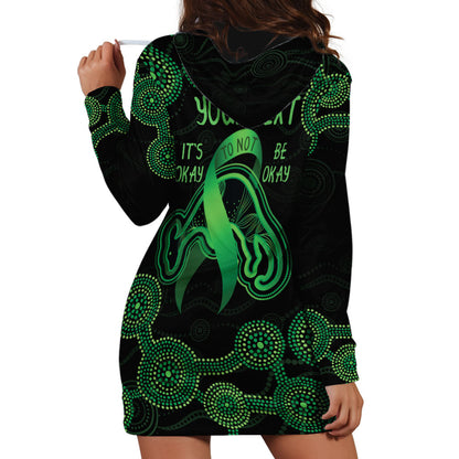 Green Kangaroo Ribbon Aboriginal Personalised Hoodie Dress Depression Support Hope And Healing