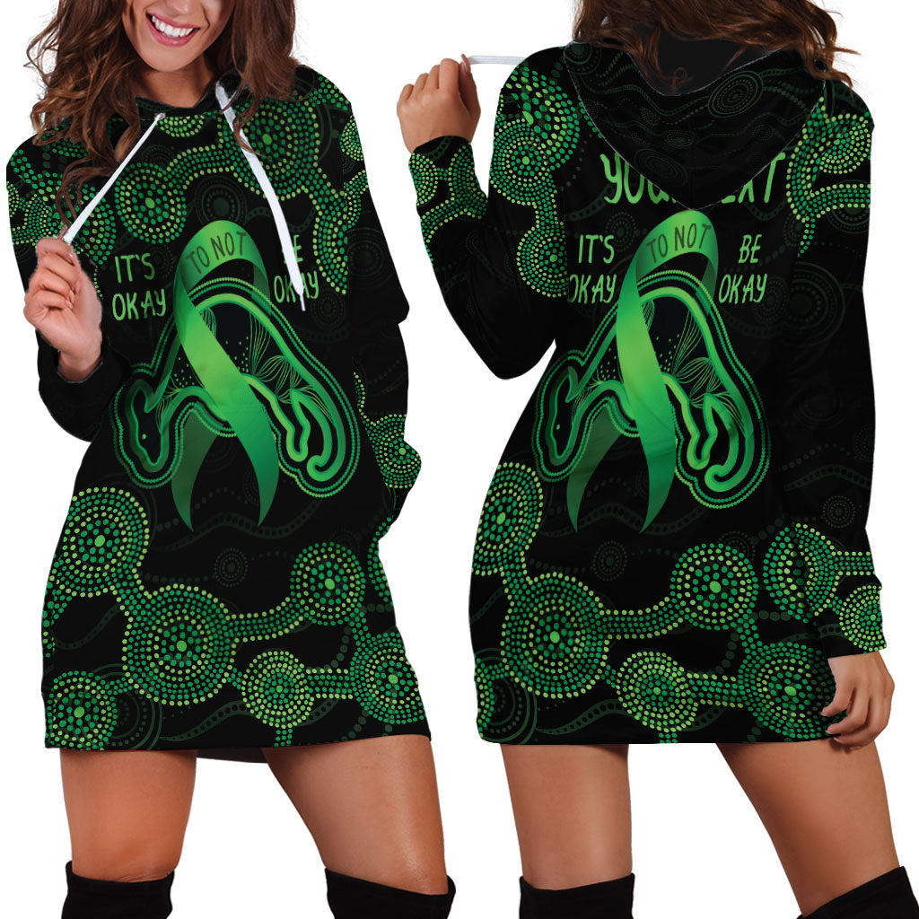 Green Kangaroo Ribbon Aboriginal Personalised Hoodie Dress Depression Support Hope And Healing