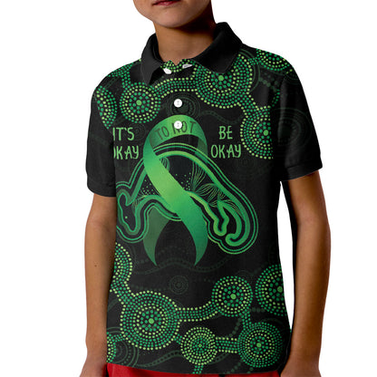 Green Kangaroo Ribbon Aboriginal Personalised Kid Polo Shirt Depression Support Hope And Healing