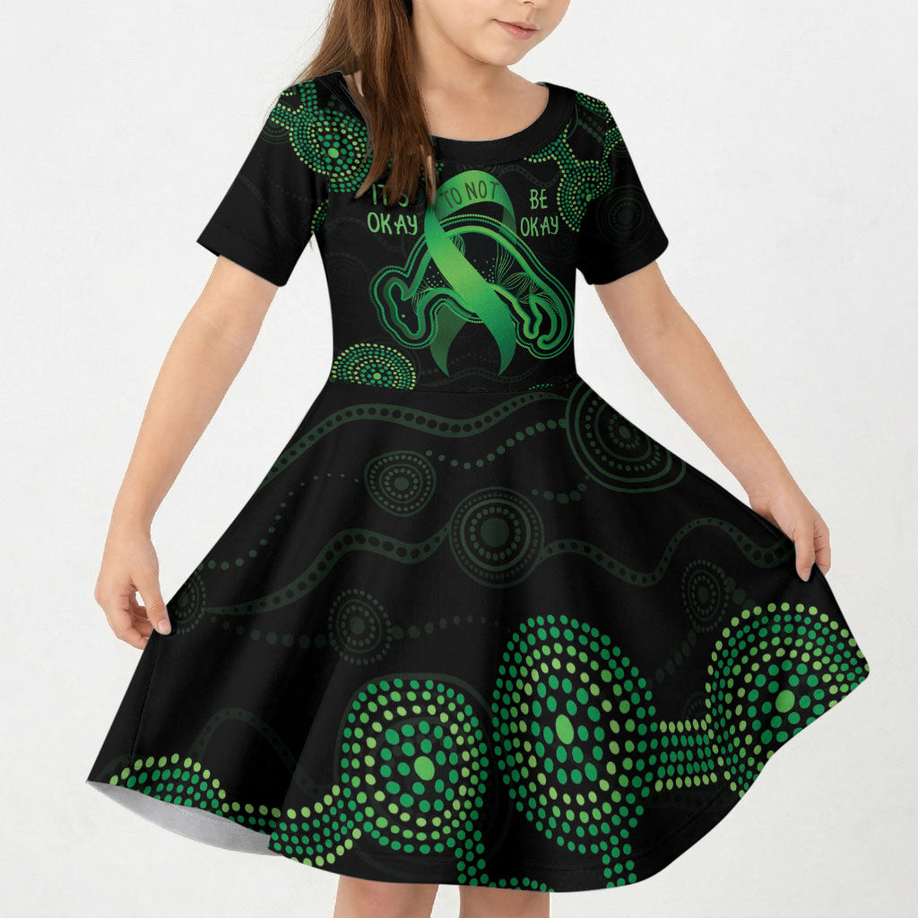 Green Kangaroo Ribbon Aboriginal Personalised Kid Short Sleeve Dress Depression Support Hope And Healing