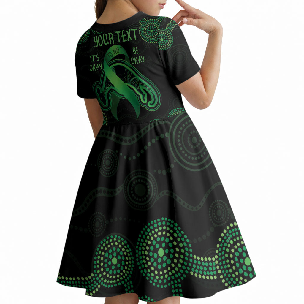 Green Kangaroo Ribbon Aboriginal Personalised Kid Short Sleeve Dress Depression Support Hope And Healing
