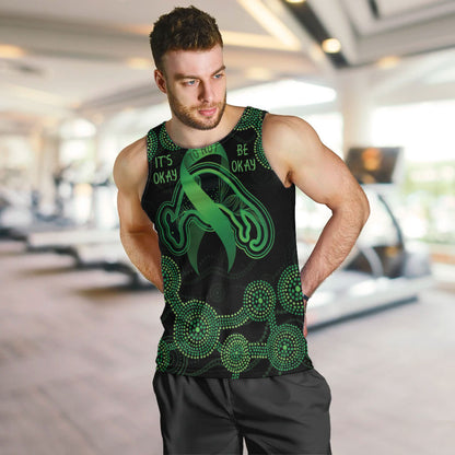Green Kangaroo Ribbon Aboriginal Personalised Men Tank Top Depression Support Hope And Healing