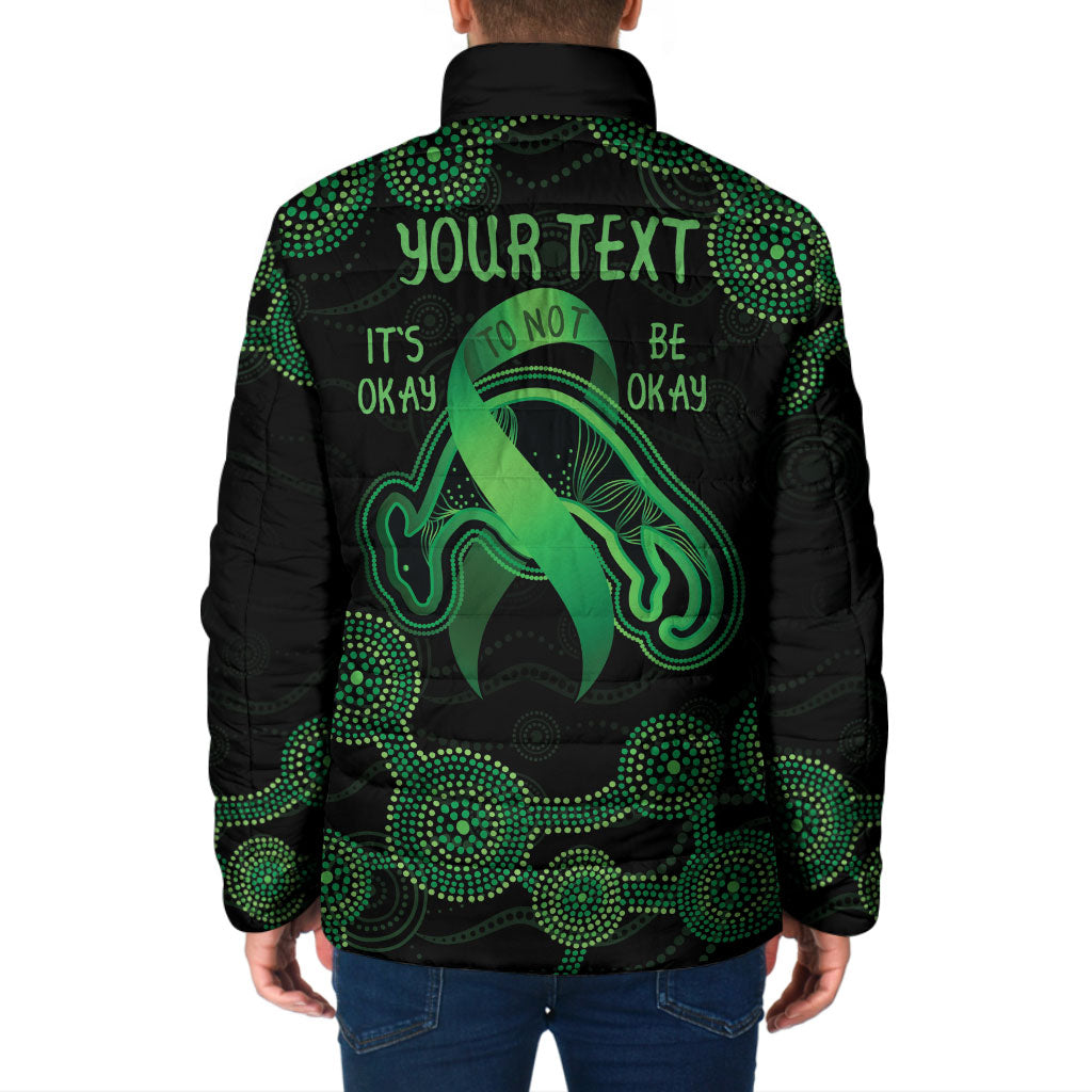 Green Kangaroo Ribbon Aboriginal Personalised Padded Jacket Depression Support Hope And Healing