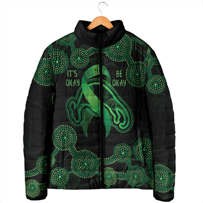 Green Kangaroo Ribbon Aboriginal Personalised Padded Jacket Depression Support Hope And Healing