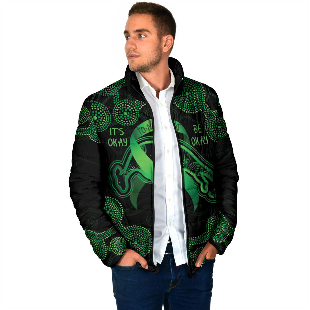 Green Kangaroo Ribbon Aboriginal Personalised Padded Jacket Depression Support Hope And Healing
