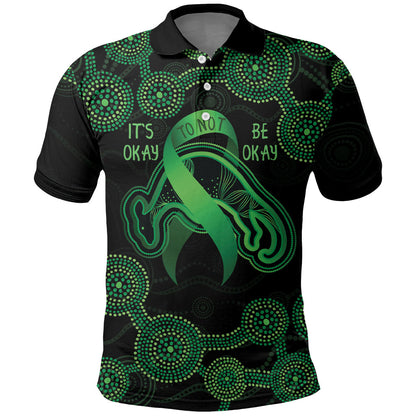 Green Kangaroo Ribbon Aboriginal Personalised Polo Shirt Depression Support Hope And Healing