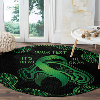 Green Kangaroo Ribbon Aboriginal Personalised Round Carpet Depression Support Hope And Healing