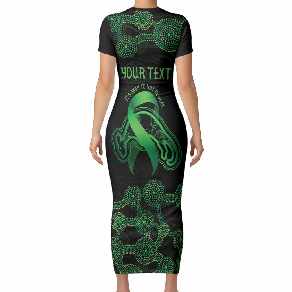 Green Kangaroo Ribbon Aboriginal Personalised Short Sleeve Bodycon Dress Depression Support Hope And Healing