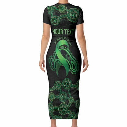 Green Kangaroo Ribbon Aboriginal Personalised Short Sleeve Bodycon Dress Depression Support Hope And Healing
