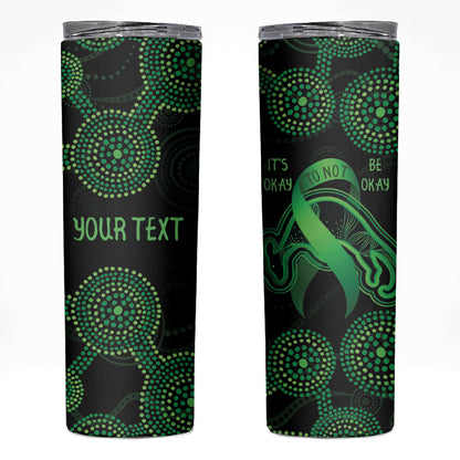 Green Kangaroo Ribbon Aboriginal Personalised Skinny Tumbler Depression Support Hope And Healing