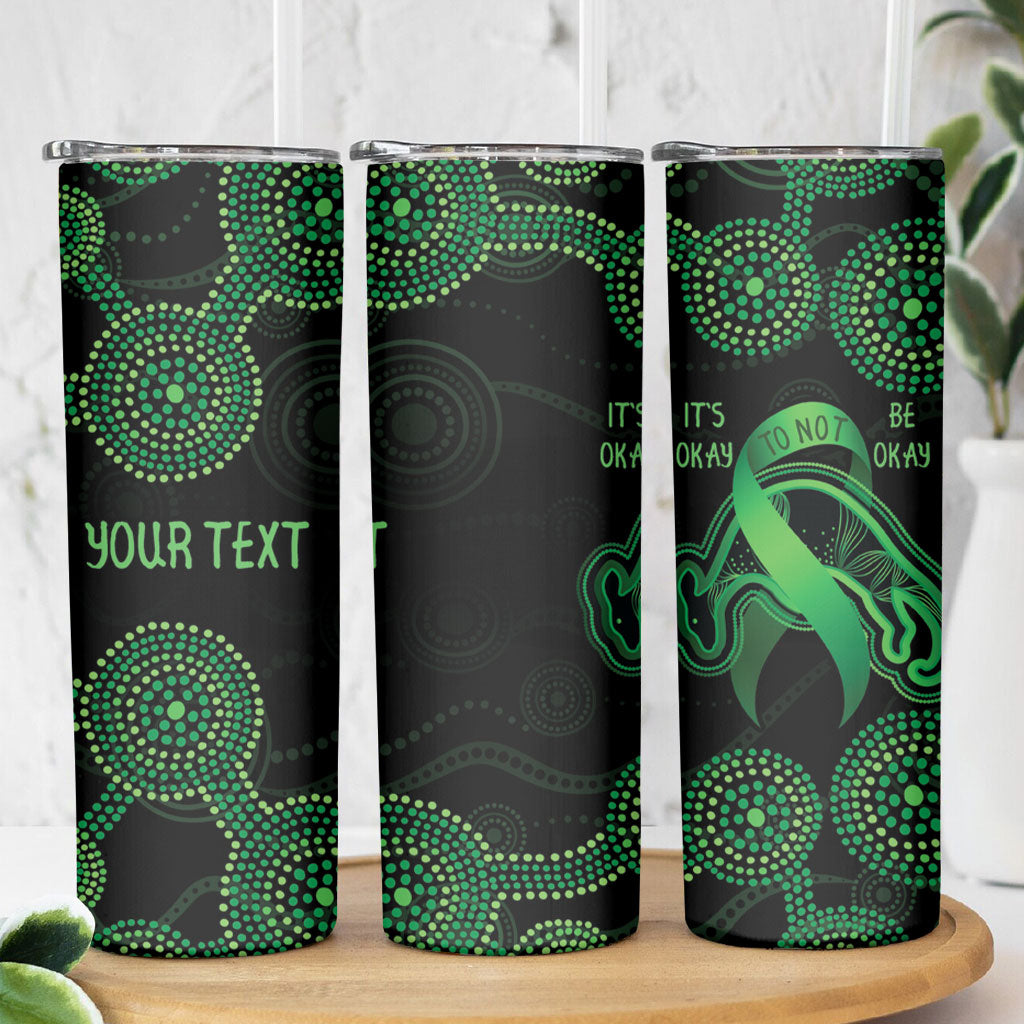 Green Kangaroo Ribbon Aboriginal Personalised Skinny Tumbler Depression Support Hope And Healing