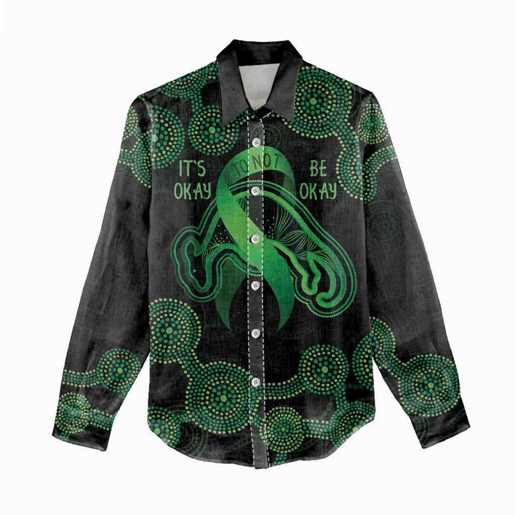 Green Kangaroo Ribbon Aboriginal Personalised Women Casual Shirt Depression Support Hope And Healing