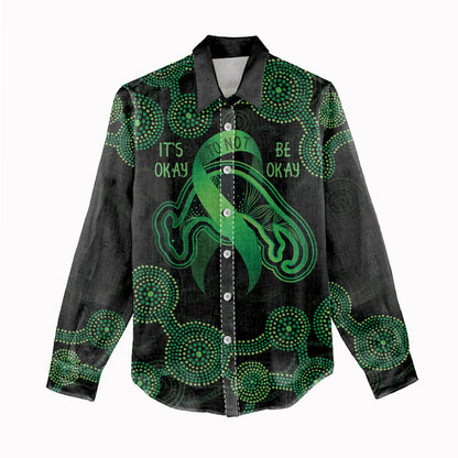 Green Kangaroo Ribbon Aboriginal Personalised Women Casual Shirt Depression Support Hope And Healing