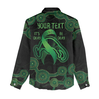 Green Kangaroo Ribbon Aboriginal Personalised Women Casual Shirt Depression Support Hope And Healing