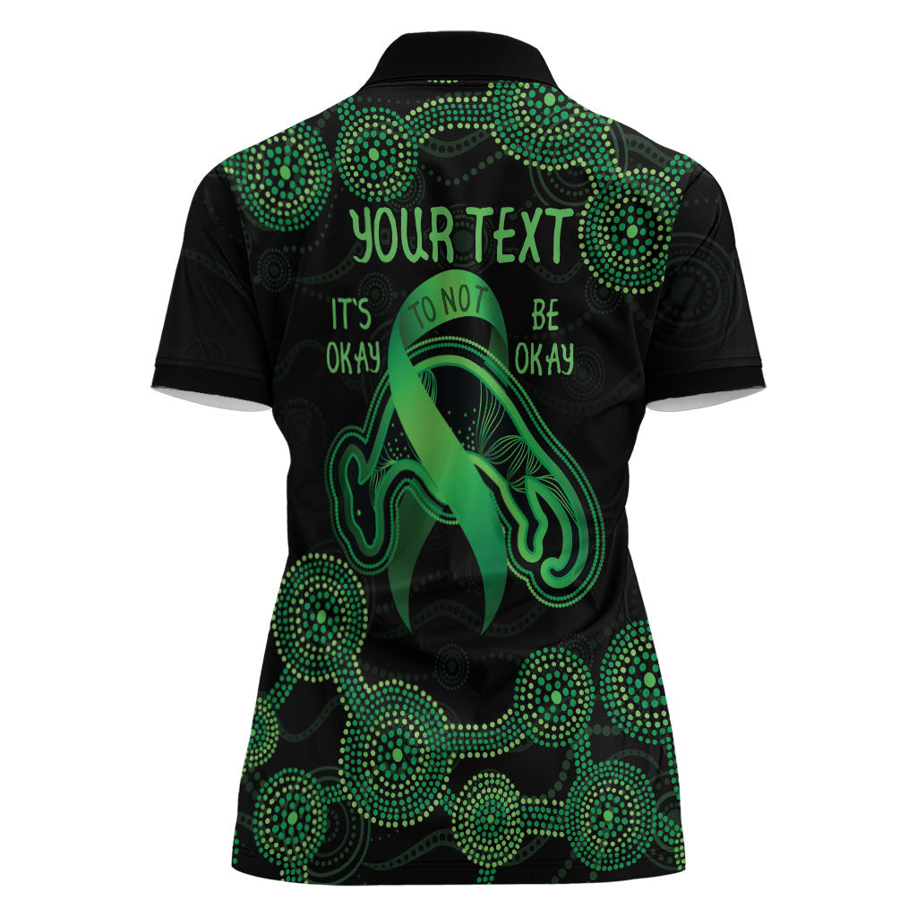 Green Kangaroo Ribbon Aboriginal Personalised Women Polo Shirt Depression Support Hope And Healing