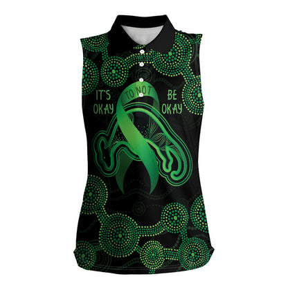 Green Kangaroo Ribbon Aboriginal Personalised Women Sleeveless Polo Shirt Depression Support Hope And Healing