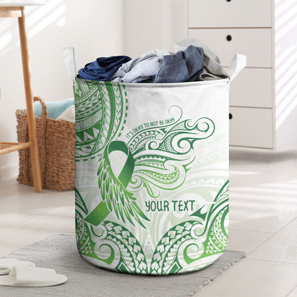 Its Okay Green Ribbon Personalised Laundry Basket Polynesian Depression Support Hope And Healing