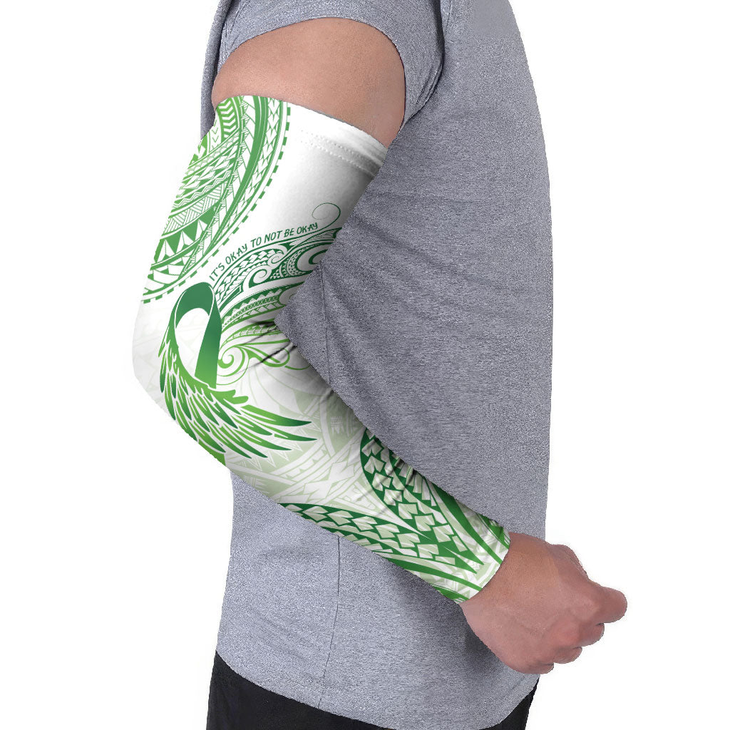 Its Okay Green Ribbon Personalised Arm Sleeves Polynesian Depression Support Hope And Healing