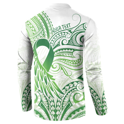 Its Okay Green Ribbon Personalised Button Sweatshirt Polynesian Depression Support Hope And Healing