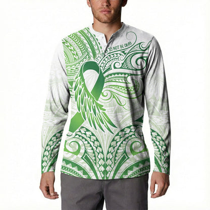 Its Okay Green Ribbon Personalised Button Sweatshirt Polynesian Depression Support Hope And Healing