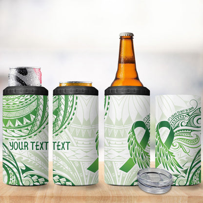 Its Okay Green Ribbon Personalised 4 in 1 Can Cooler Tumbler Polynesian Depression Support Hope And Healing