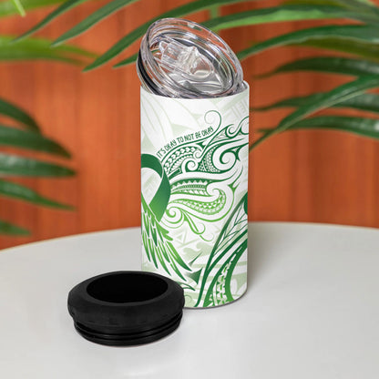 Its Okay Green Ribbon Personalised 4 in 1 Can Cooler Tumbler Polynesian Depression Support Hope And Healing