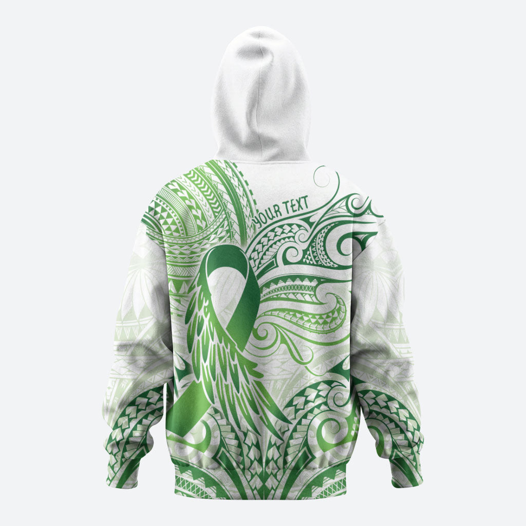 Its Okay Green Ribbon Personalised Hoodie Polynesian Depression Support Hope And Healing