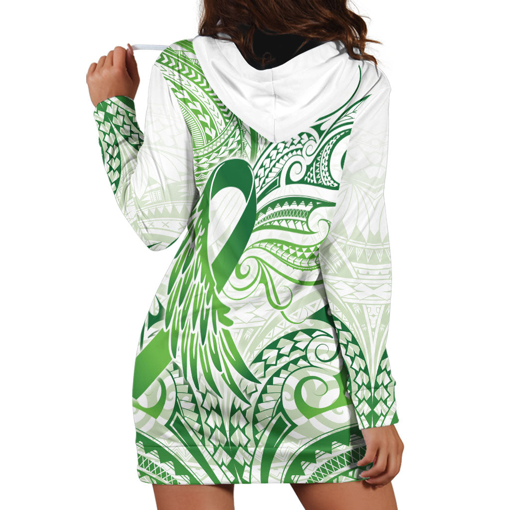 Its Okay Green Ribbon Personalised Hoodie Dress Polynesian Depression Support Hope And Healing