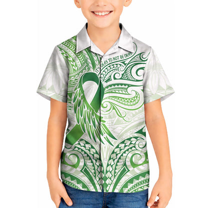 Its Okay Green Ribbon Personalised Kid Hawaiian Shirt Polynesian Depression Support Hope And Healing