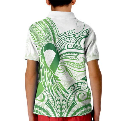 Its Okay Green Ribbon Personalised Kid Polo Shirt Polynesian Depression Support Hope And Healing