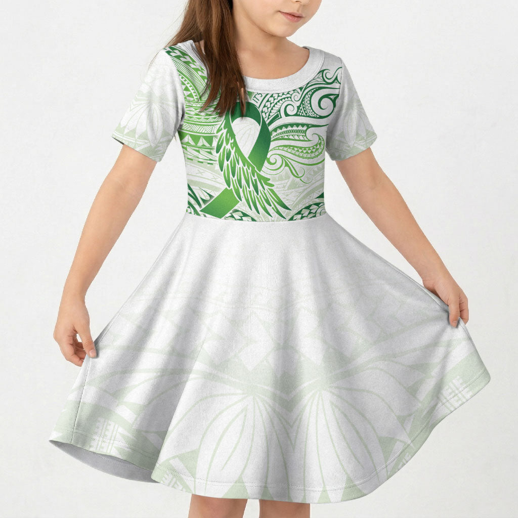 Its Okay Green Ribbon Personalised Kid Short Sleeve Dress Polynesian Depression Support Hope And Healing