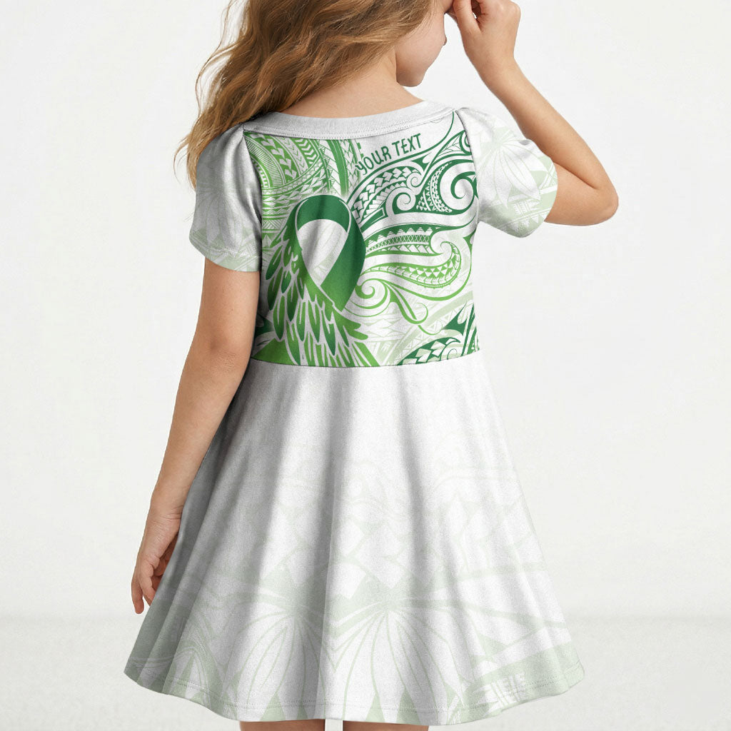 Its Okay Green Ribbon Personalised Kid Short Sleeve Dress Polynesian Depression Support Hope And Healing