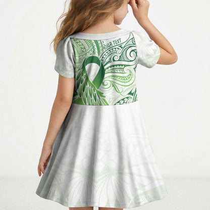 Its Okay Green Ribbon Personalised Kid Short Sleeve Dress Polynesian Depression Support Hope And Healing