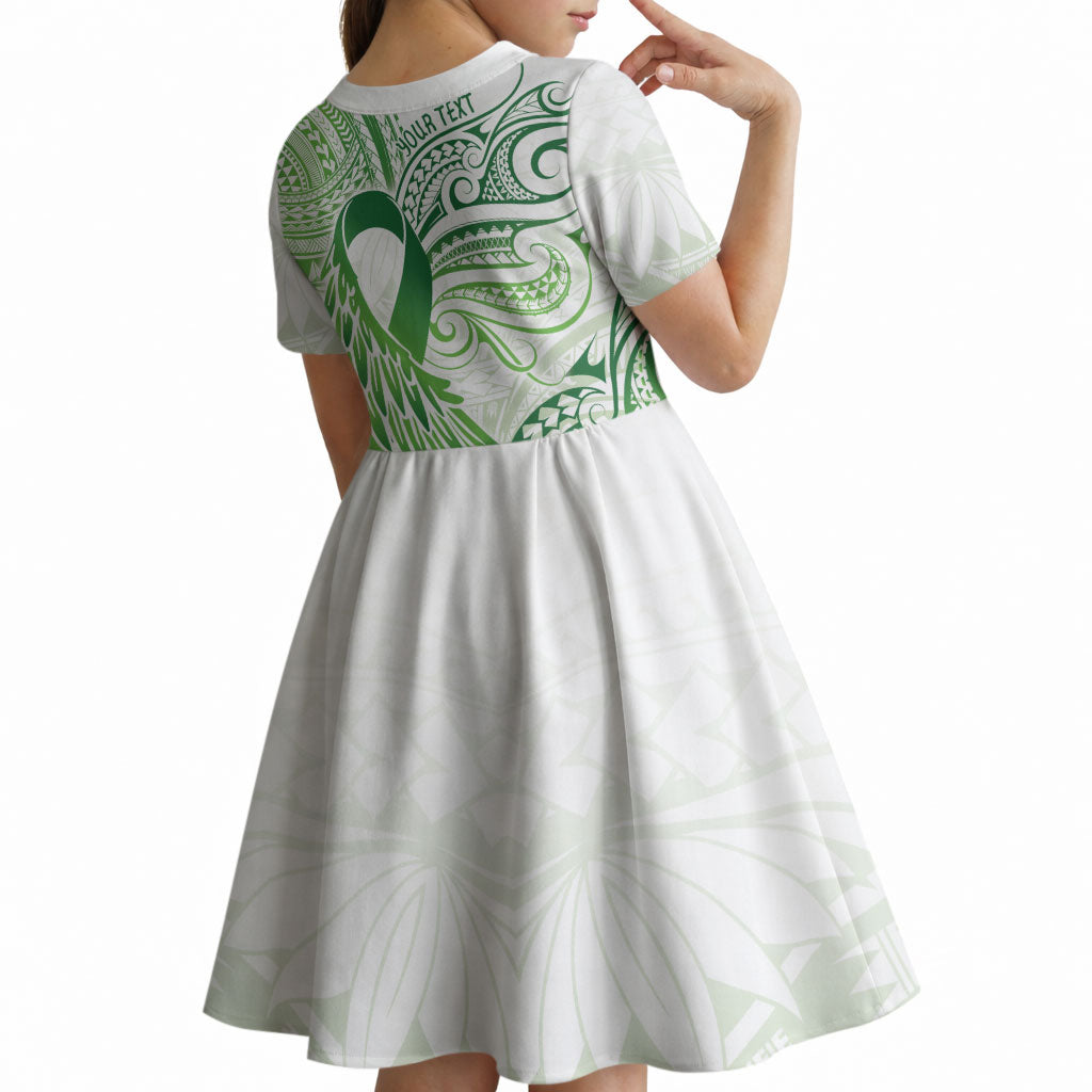 Its Okay Green Ribbon Personalised Kid Short Sleeve Dress Polynesian Depression Support Hope And Healing