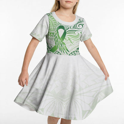 Its Okay Green Ribbon Personalised Kid Short Sleeve Dress Polynesian Depression Support Hope And Healing