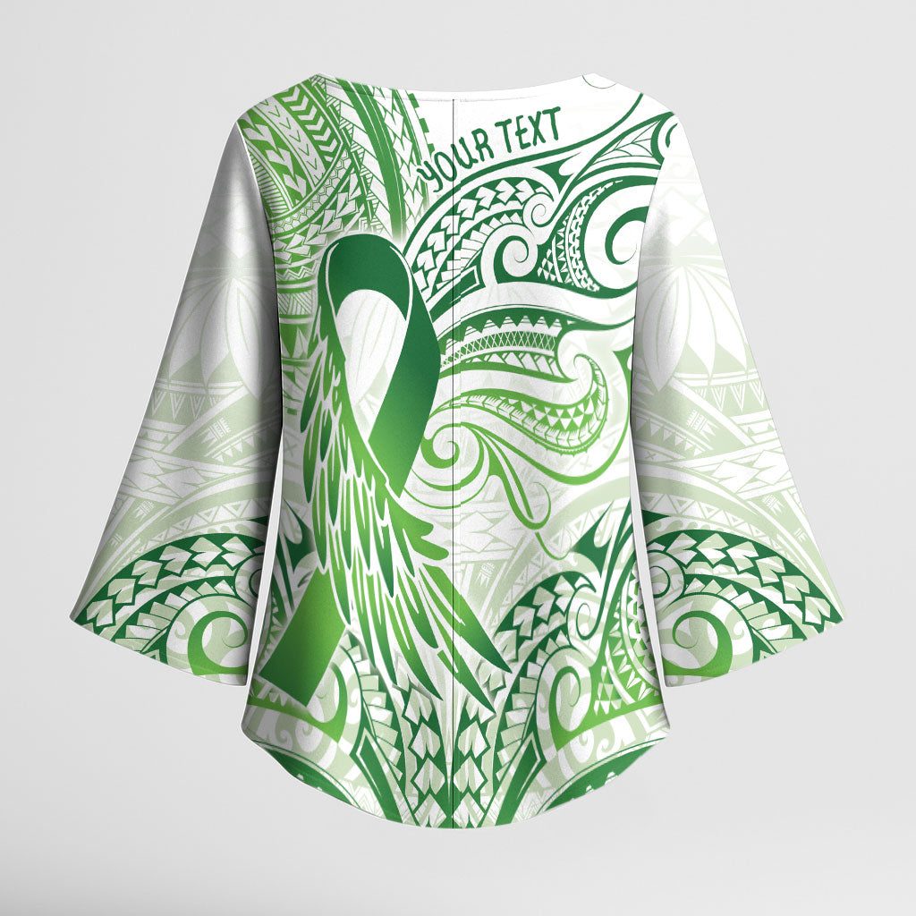 Its Okay Green Ribbon Personalised Kimono Sleeve Blouse Polynesian Depression Support Hope And Healing