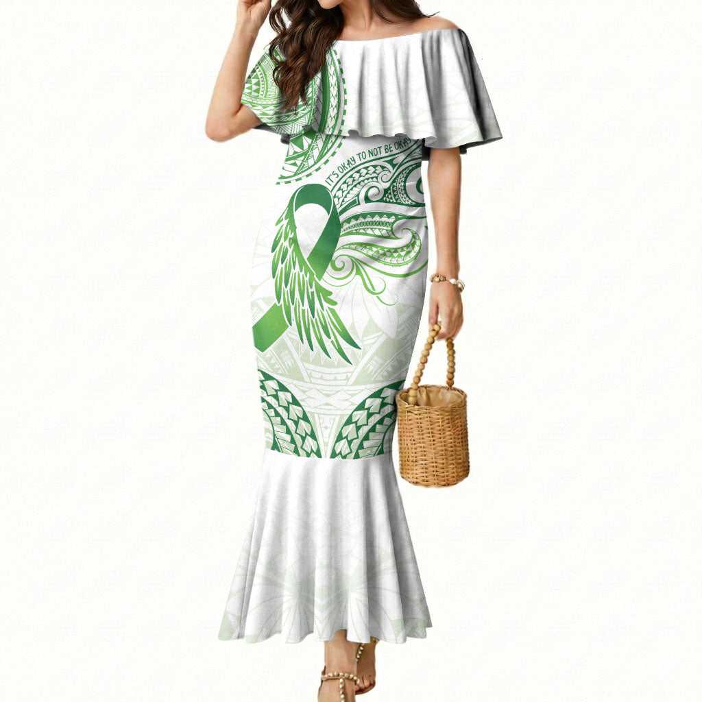 Its Okay Green Ribbon Personalised Mermaid Dress Polynesian Depression Support Hope And Healing