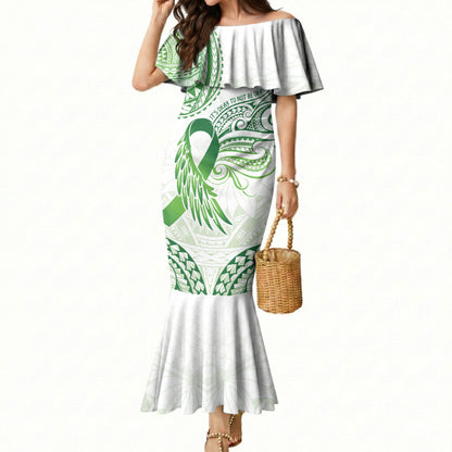 Its Okay Green Ribbon Personalised Mermaid Dress Polynesian Depression Support Hope And Healing