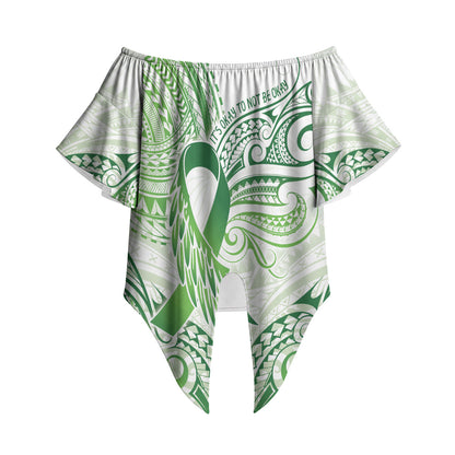 Its Okay Green Ribbon Personalised Off Shoulder Wrap Waist Top Polynesian Depression Support Hope And Healing