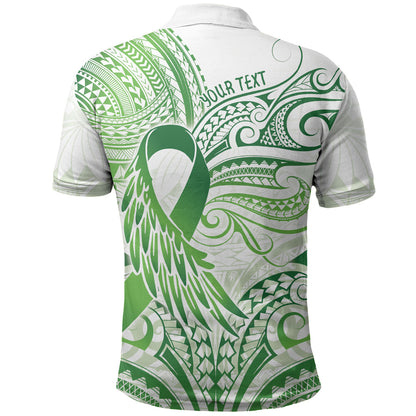 Its Okay Green Ribbon Personalised Polo Shirt Polynesian Depression Support Hope And Healing
