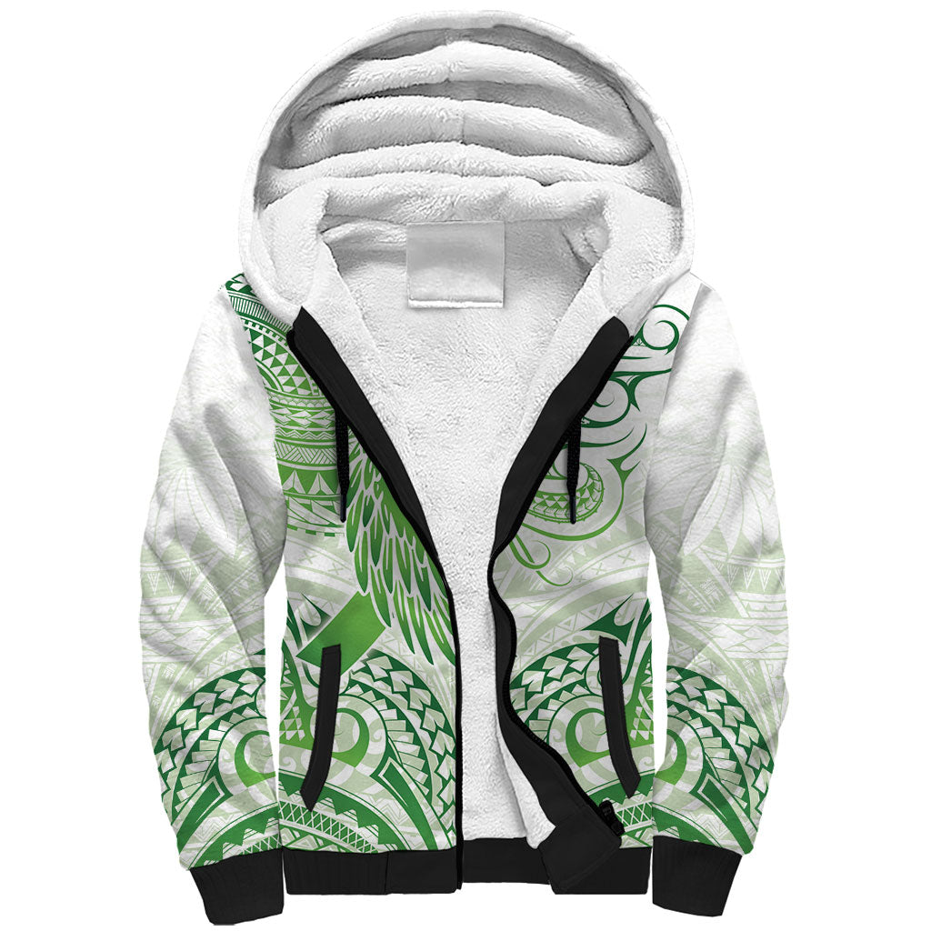 Its Okay Green Ribbon Personalised Sherpa Hoodie Polynesian Depression Support Hope And Healing