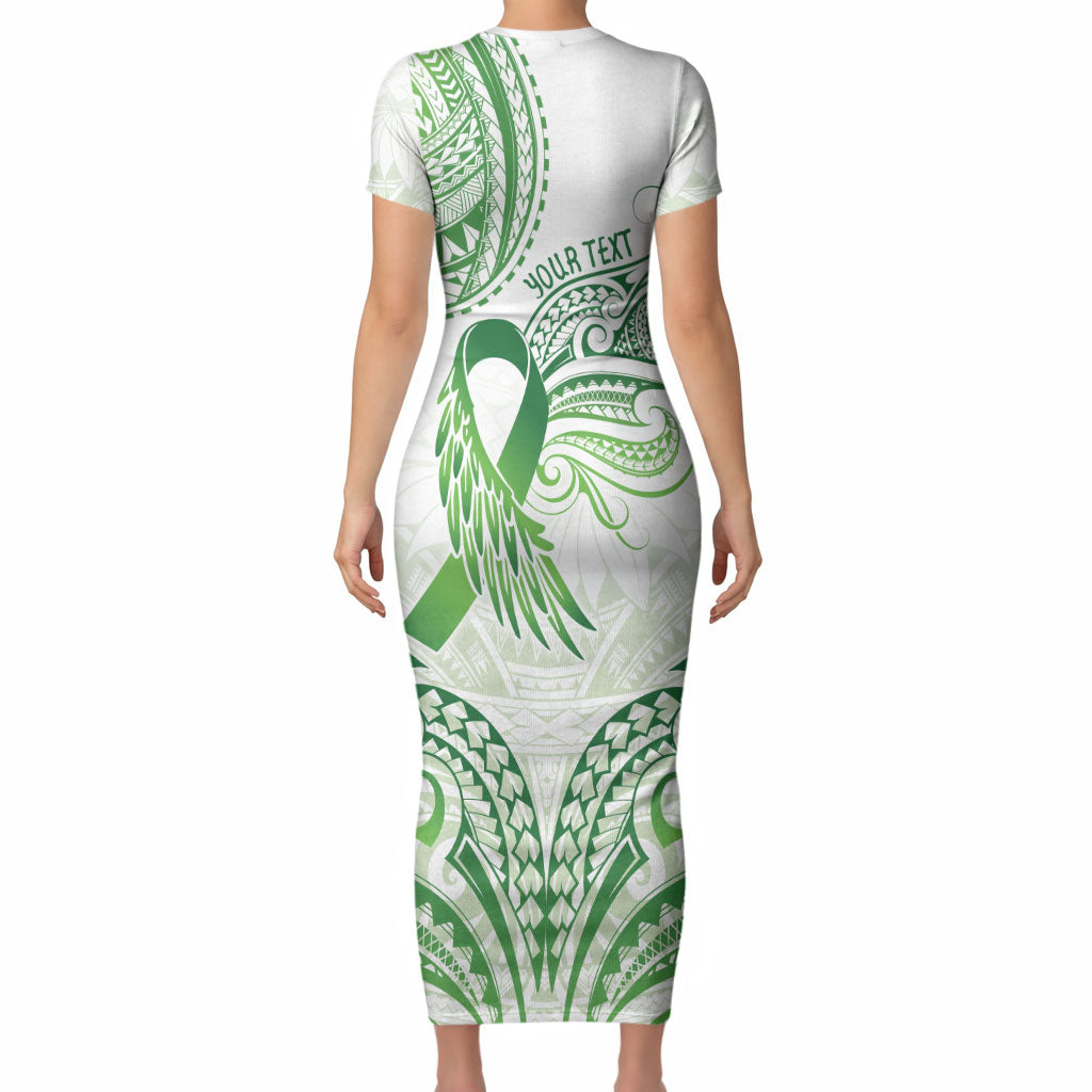 Its Okay Green Ribbon Personalised Short Sleeve Bodycon Dress Polynesian Depression Support Hope And Healing