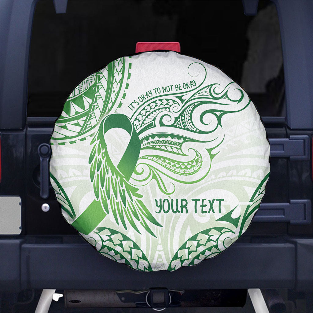 Its Okay Green Ribbon Personalised Spare Tire Cover Polynesian Depression Support Hope And Healing