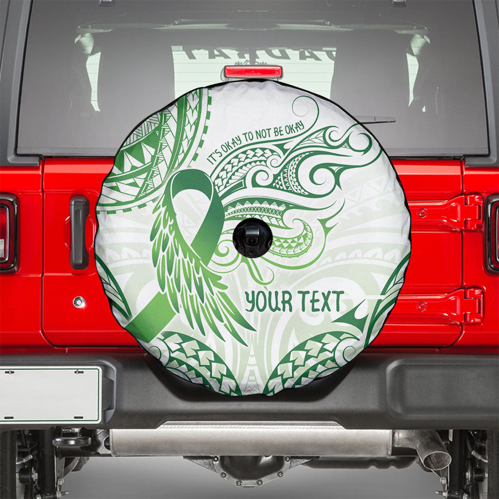 Its Okay Green Ribbon Personalised Spare Tire Cover Polynesian Depression Support Hope And Healing