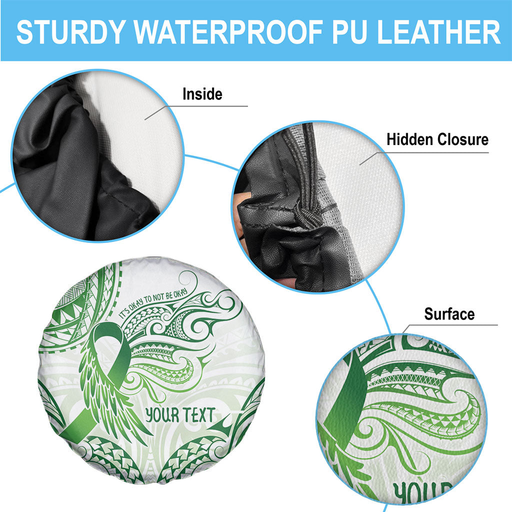Its Okay Green Ribbon Personalised Spare Tire Cover Polynesian Depression Support Hope And Healing
