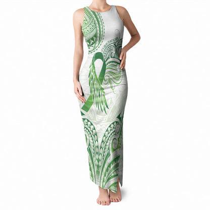 Its Okay Green Ribbon Personalised Tank Maxi Dress Polynesian Depression Support Hope And Healing