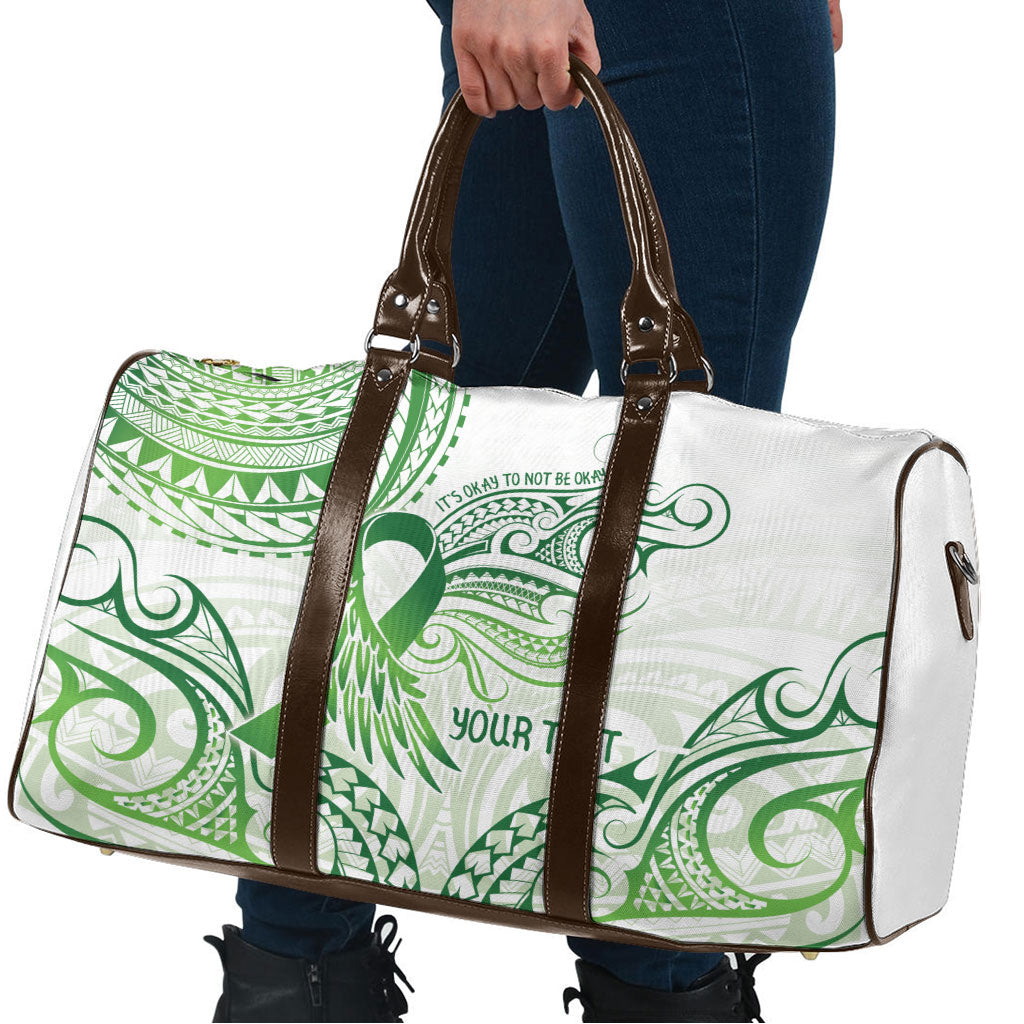 Its Okay Green Ribbon Personalised Travel Bag Polynesian Depression Support Hope And Healing