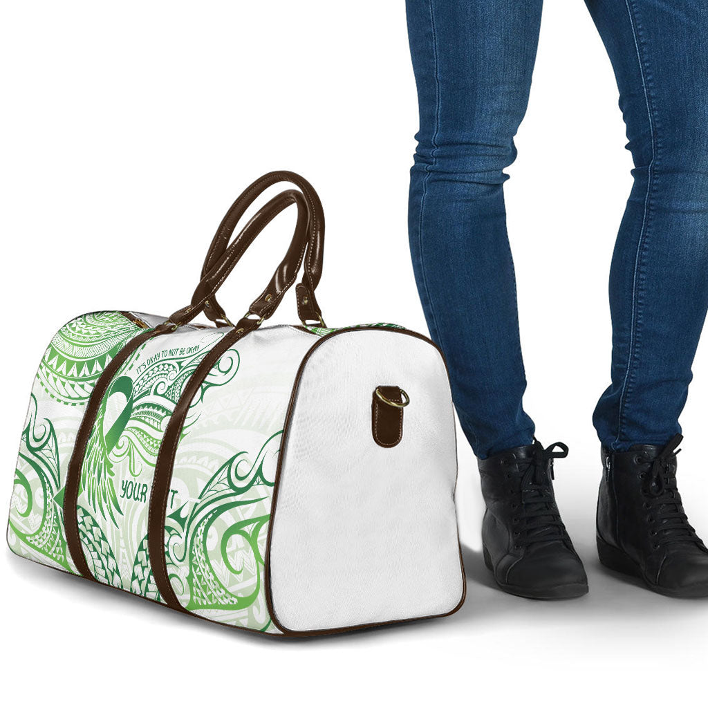 Its Okay Green Ribbon Personalised Travel Bag Polynesian Depression Support Hope And Healing