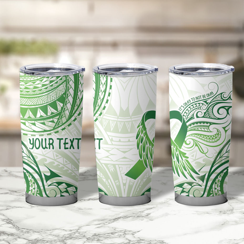 Its Okay Green Ribbon Personalised Tumbler Cup Polynesian Depression Support Hope And Healing